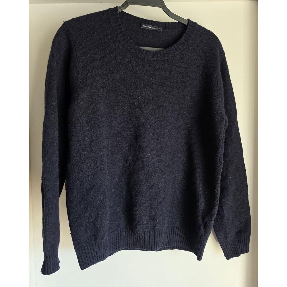 Brandy Melville Navy Wool Crew Neck Sweater Long Sleeve Pullover Knit Top